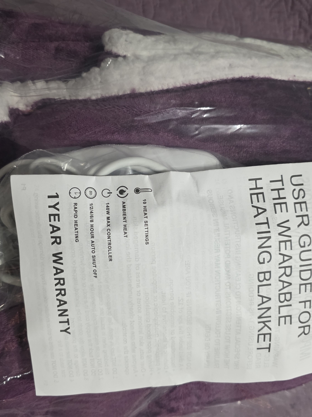 Plush Wearable Heated Robe - Deep Purple Comfort